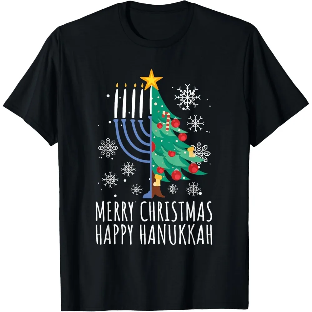 Merry Chrismukkah Happy Christmas Hanukkah T-Shirt Fashion Streetwear O-neck Short-sleeve Cotton Unisex Tops New Arrival
