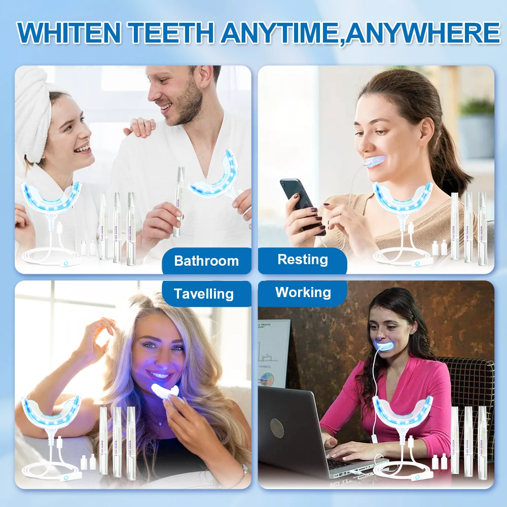 Teeth Whitening Kit Tooth Whitening Pen with 16X Blue Usb light Set Home use Oral Care Clean Dental Whitener Teeth Bleaching Gel