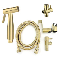 Stainless steel Gold brushed Toilet Bidet Spray gun wc bathroom shower head Sprayer set Douche Handheld water T valve Hose Kit t