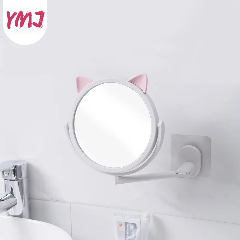 Lovely Bathroom Mirror Wall Mounted Makeup Mirror Adjustable Angle HD Mirror Wall Silver Mirror 6 Inch Round Wwith Boom Swivel