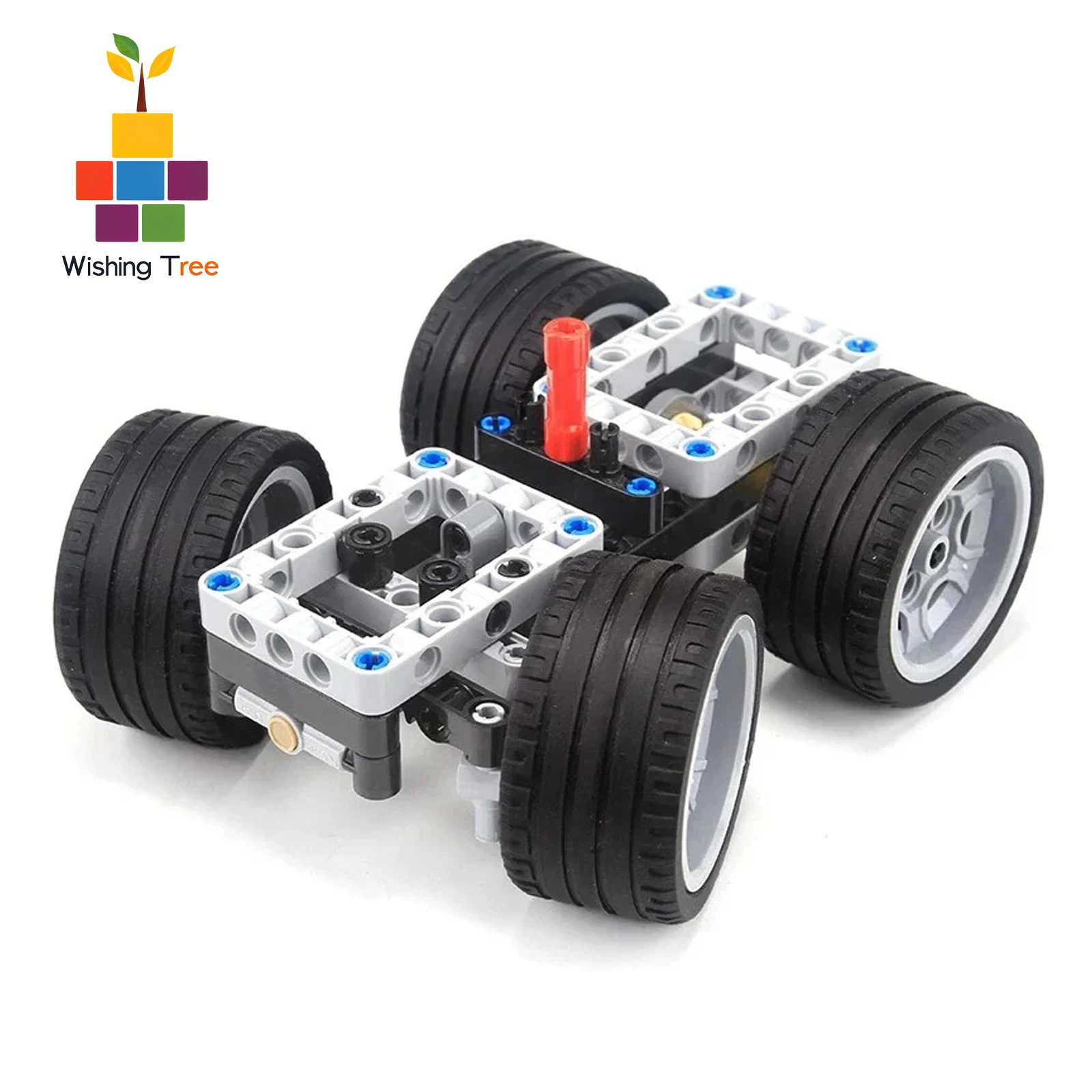 MOC Car Chassis Bausteine Kit mit Differentialgetriebesystem für DIY-Fahrzeugmodifikation, graue Basis