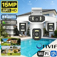 15MP Wifi IP Camera Three Lenses 8K PTZ Four Lens Outdoor Smart Home Wireless Surveillance Cameras Onvif Baby Monitor YOOSEE