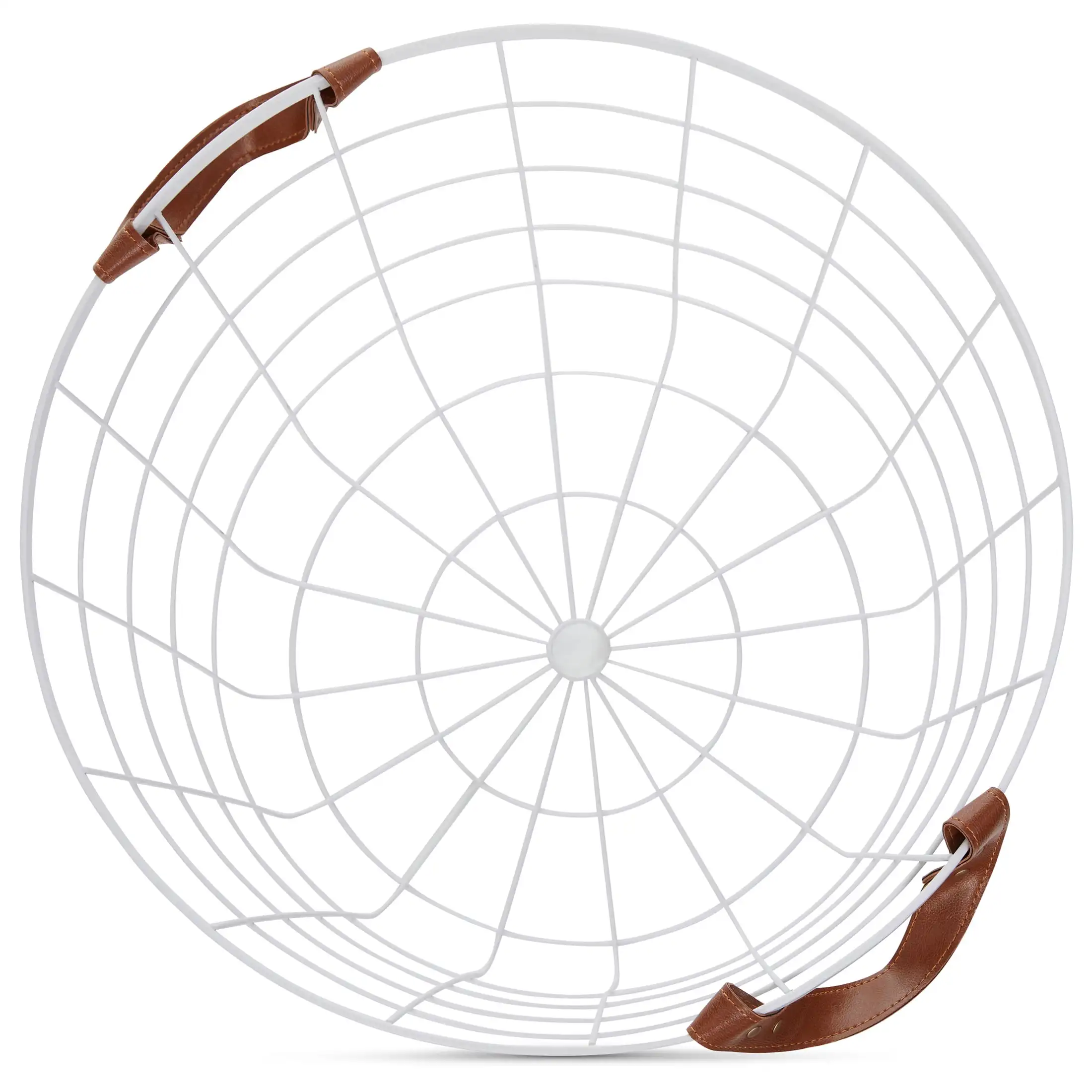 Großer runder Drahtkorb mit Griffen, weiß