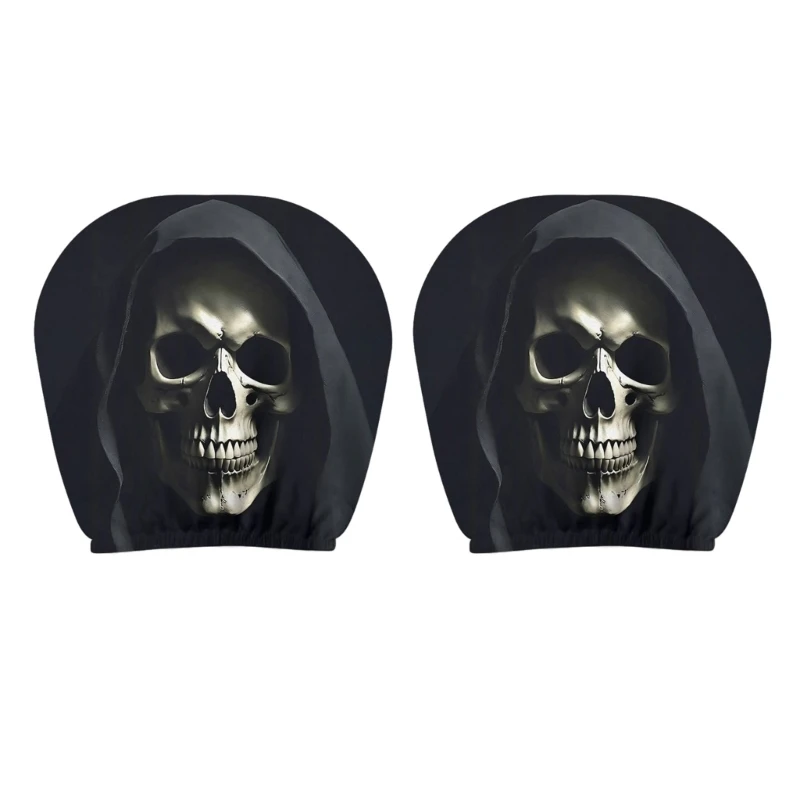 57BA Skull Face Car Headrest Cover Cushion Funny Expression Universal Soft Fabric