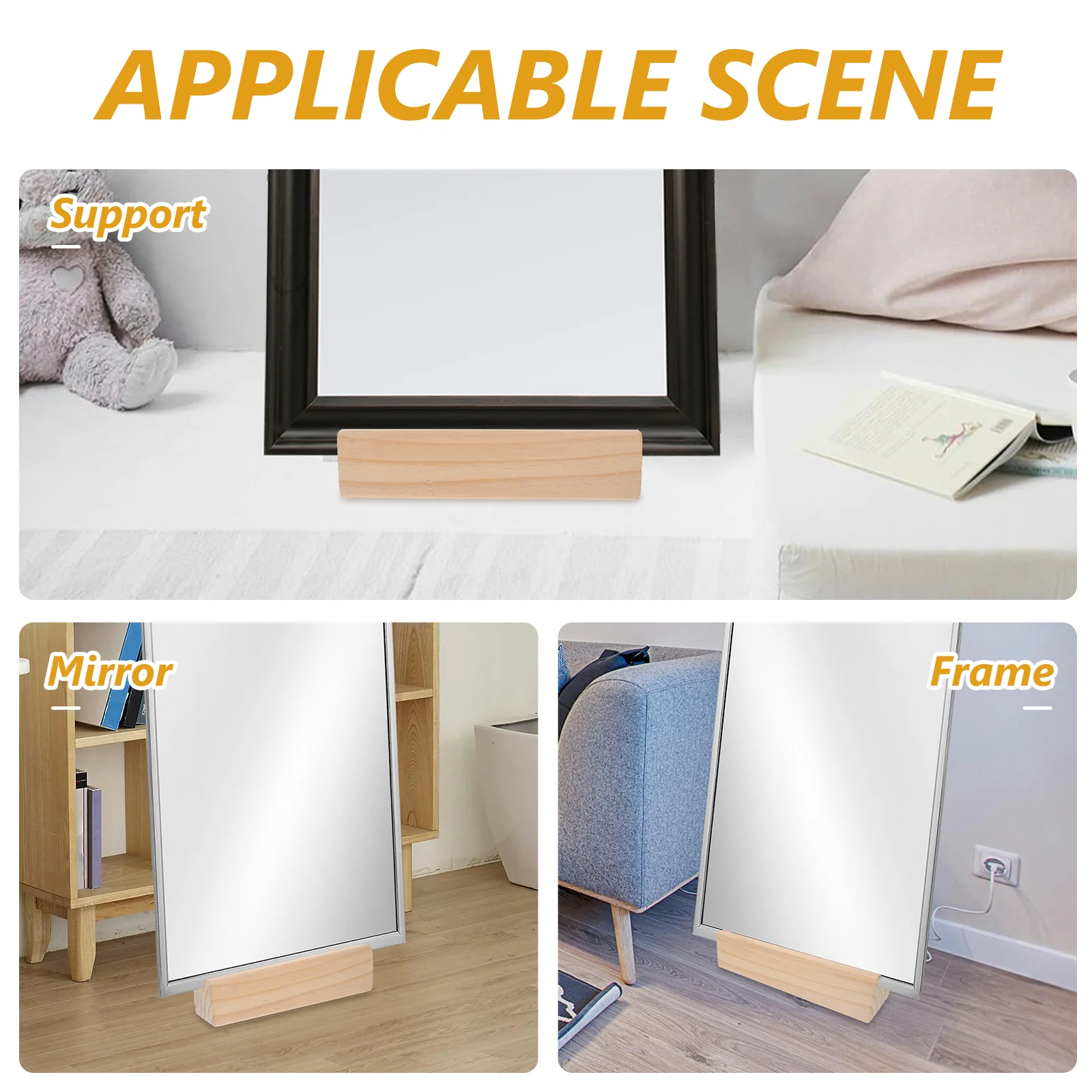 Full Length Mirror Base Floor Mirror Base Wooden Mirror Holder Full Length Mirror Block Base floor mirror stand