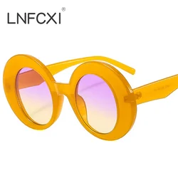 LNFCXI-Óculos de Sol Oval Oversized para Homens e Mulheres, Punk, Retro, Gradiente, Laranja, Colorido, Novo, 2023