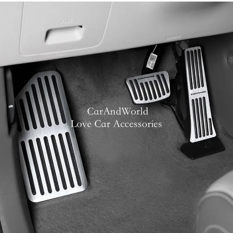 Aluminium Alloy Car AT Foot Rest Pedals Accelerator Gas Pedal Brake Cover Non-slip Rubber Pads For KIA Carnival KA4 2021-2025