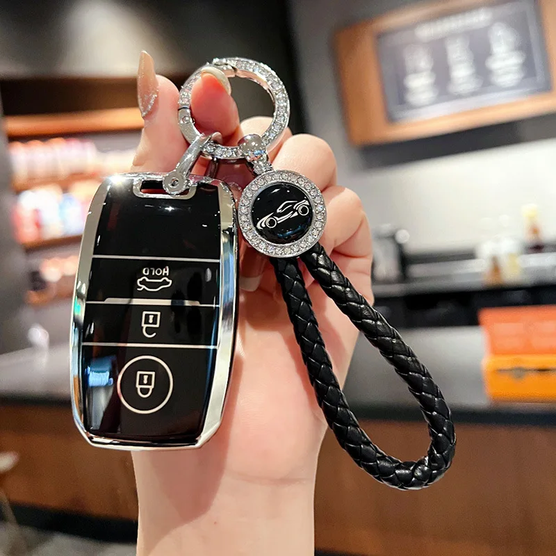 Precise Fit Key Fob Cover for KIA (Remote Hold), Luxury Diamond Pendant Protective Case for K3 K4 K5 Sportage Sorento Rio