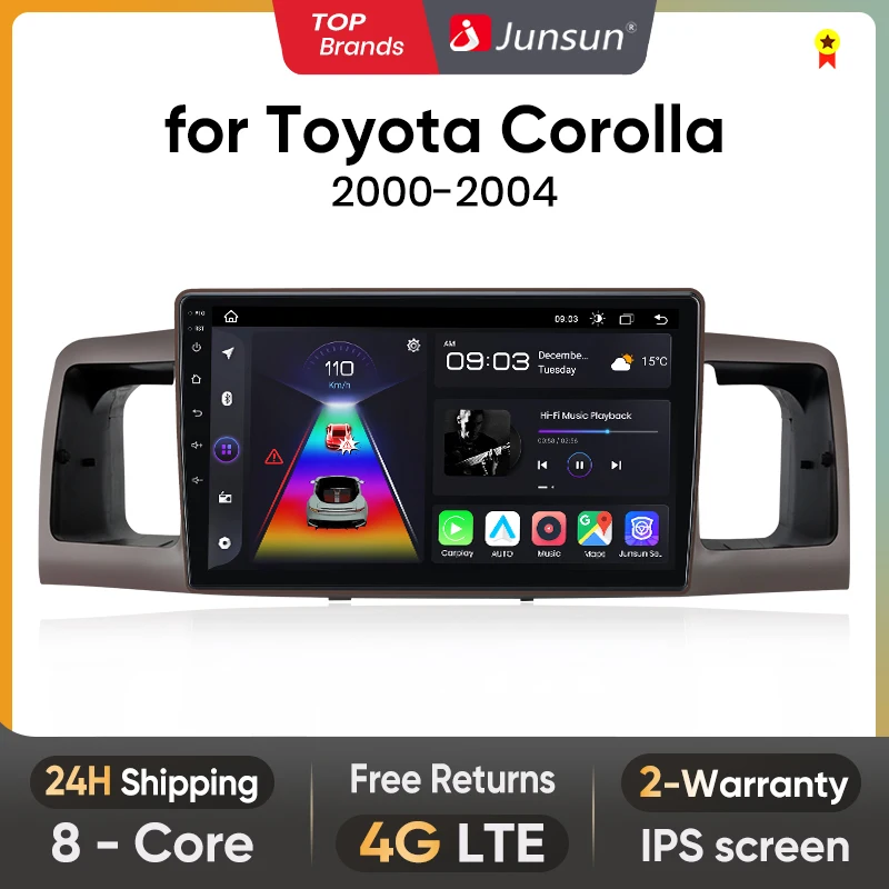 Junsun CarPlay Android Auto Car Intelligent Systems for Toyota Corolla E130 E120 2000-2004 GPS Car radio