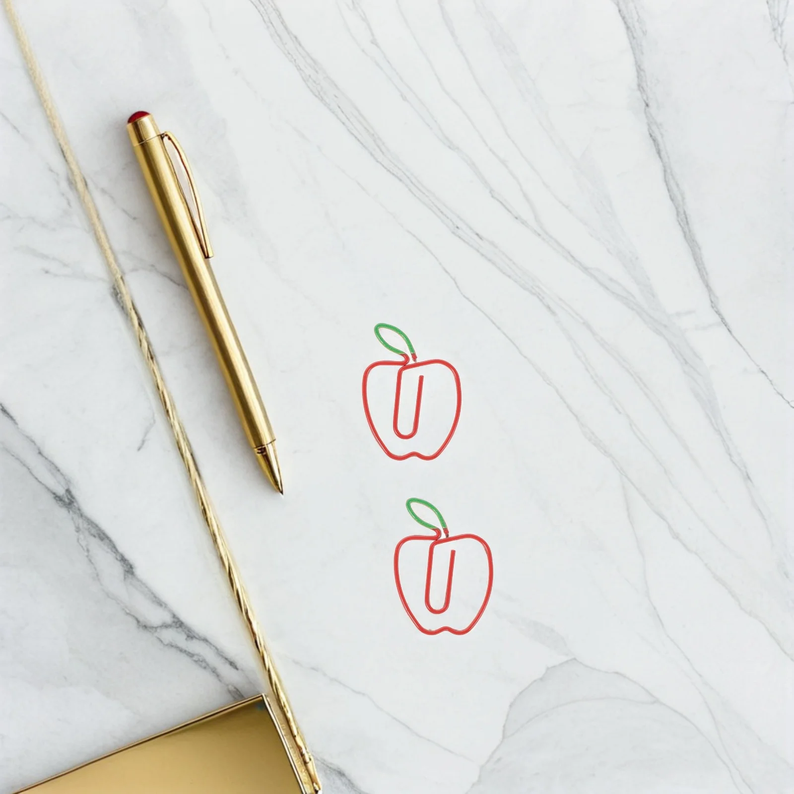 

100Pcs Creative Apple Paper Clips Metal Clips for Office Notes Journals Secure Hold Cute Decorative Paperclips