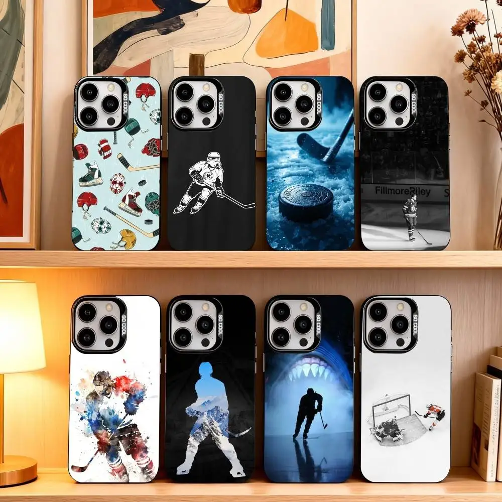 

Ice Hockey Rink Puck Phone Case For iPhone17,16,15,14,13,12,11 Plus,Pro Max Black Candy silver phone case