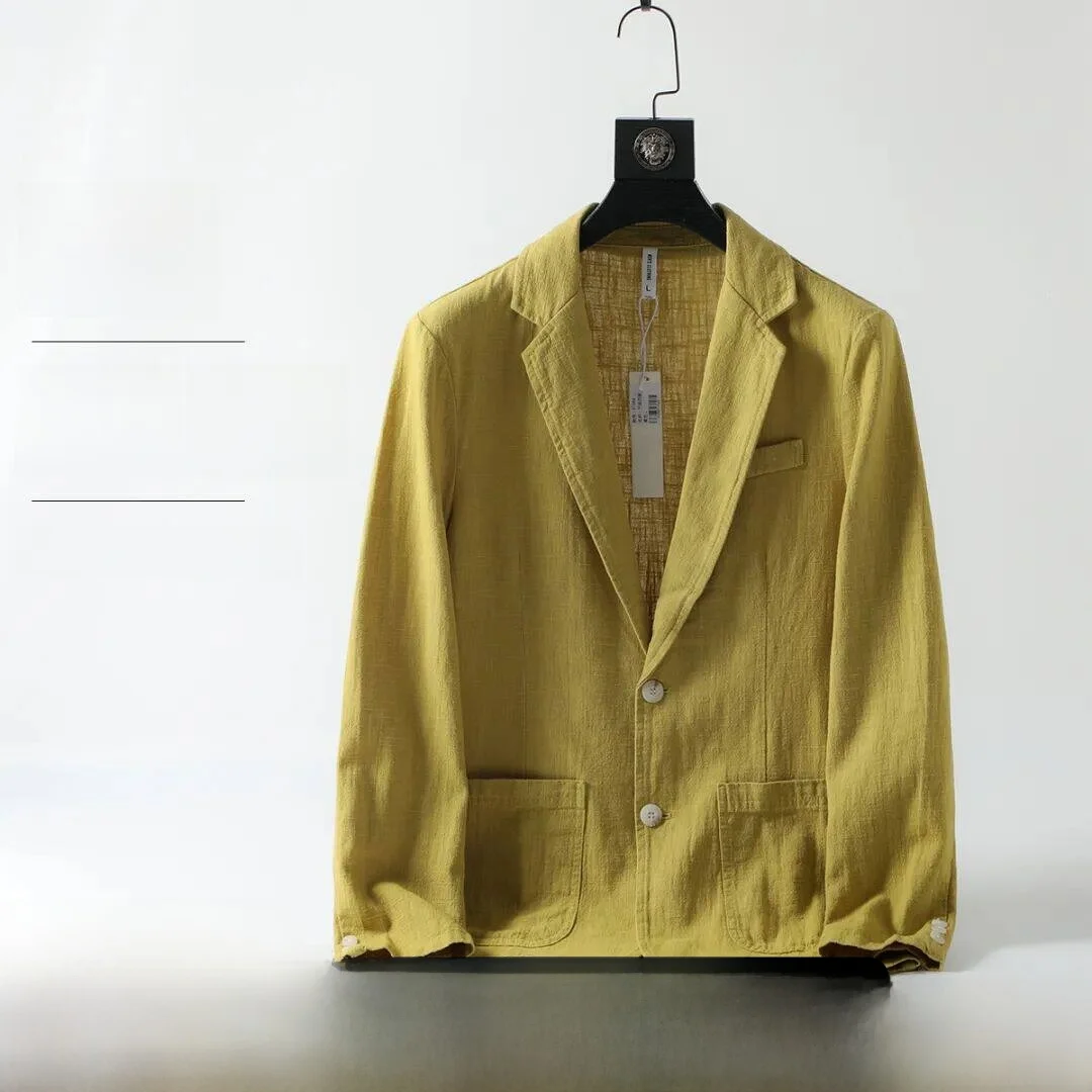 

Retro Artistic Style 70% Linen Spring Summer Lightweight Casual Men's Suit Jacket Standard Fit Breathable Long Sleeve Commute...