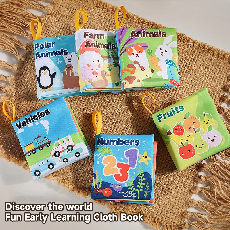 0-36 Months Soft Baby Books Toys Infant Early Learning Educate Toy Animal Fruit Car Cloth Book Sound Paper Puzzle Cloth Book Toy