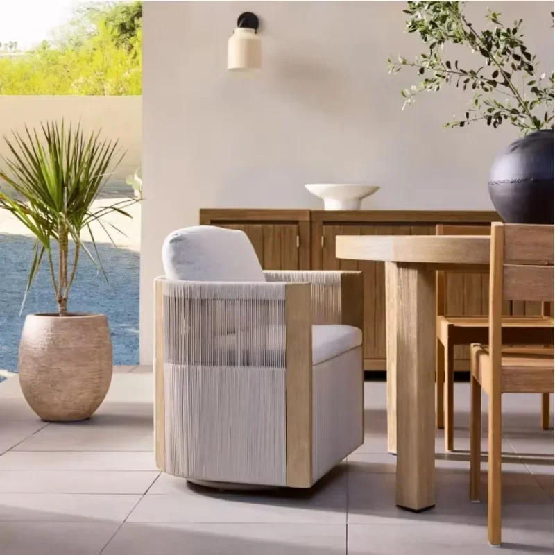 Teak garden furniture leisure, outdoor solid wood rotating leisure sofa chair