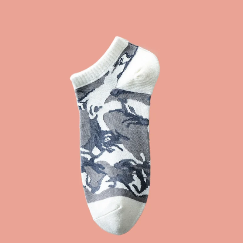 5/10 Pairs Men's Pure Cotton Socks Camouflage Cotton Short Tube Socks Summer Thin Sweat-absorbent And Deodorant Boat Socks