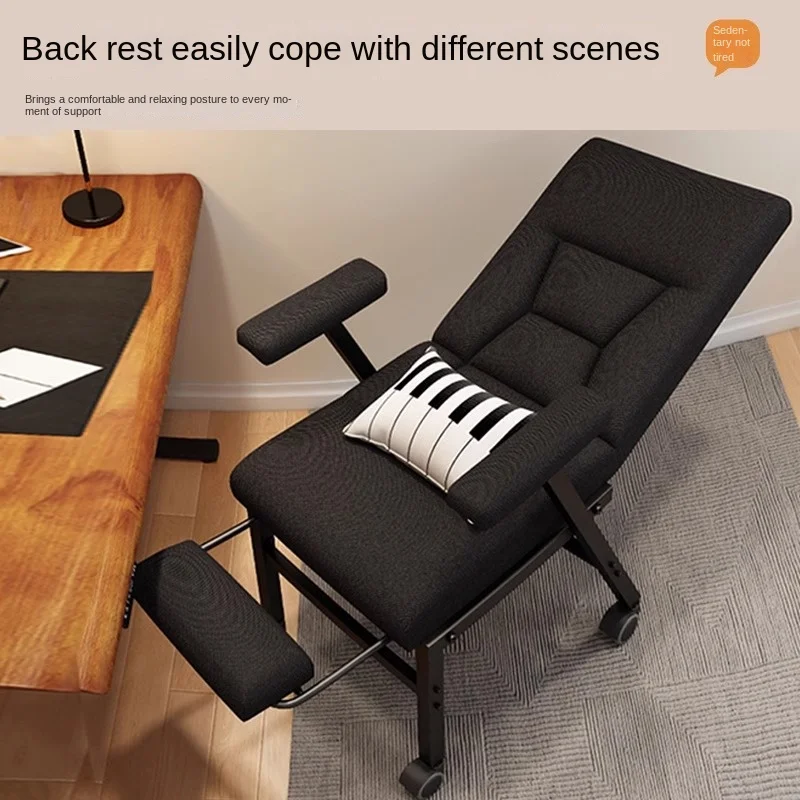 Office Lunch Chair Folding Chaise Longue Household Leisure Backrest Chair Dormitory Can sit and lie Universal Wheel Chair