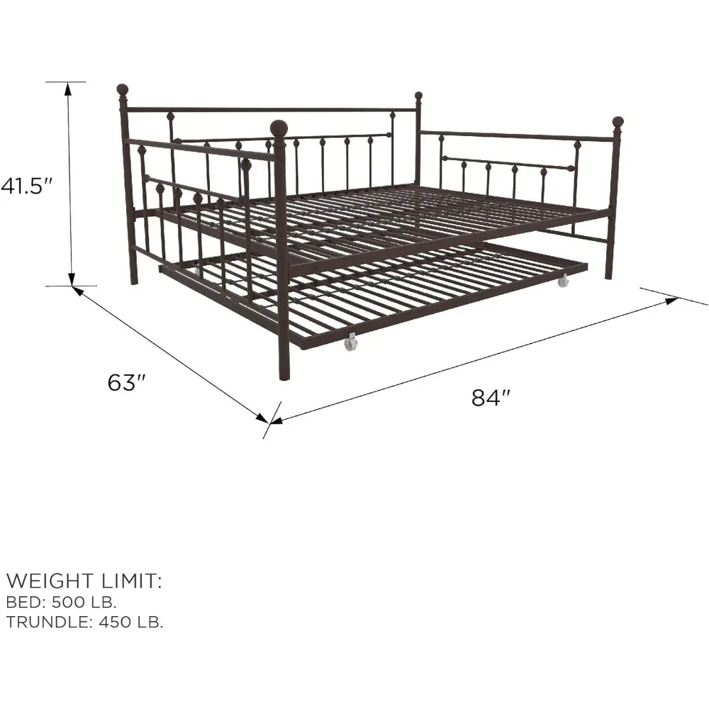 Manila Metal Queen Size Daybed and Full Size Trundle (Bronze)