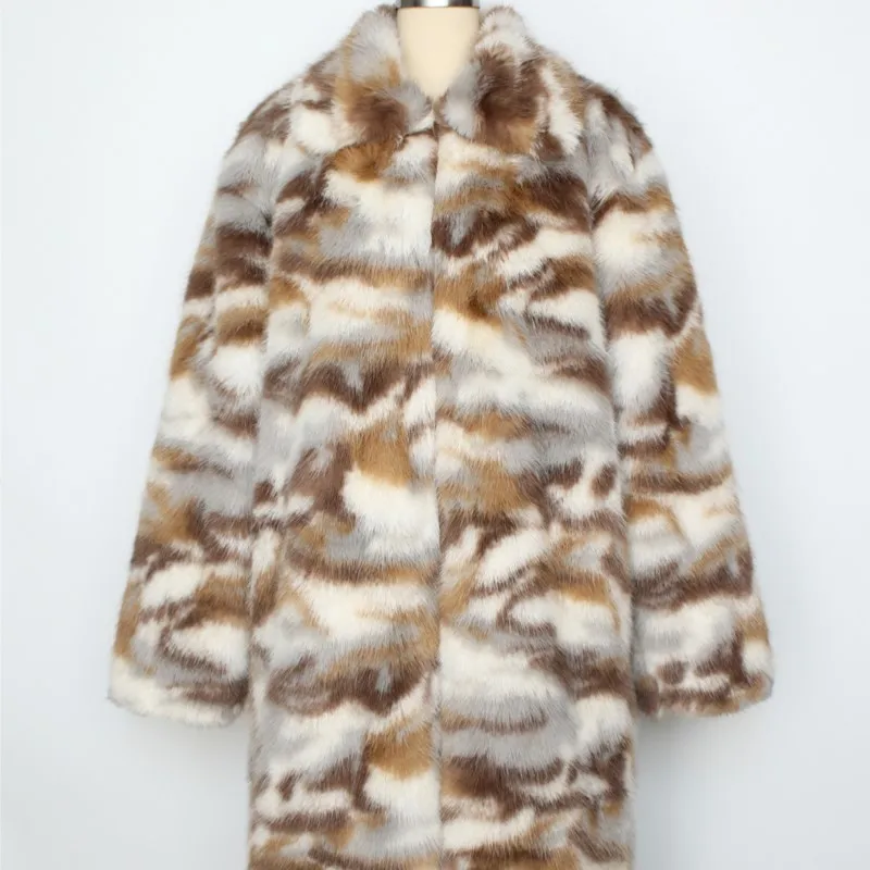 

Мужская камуфляжная свободная куртка из искусственного меха, топы, пушистые утепленные длинные пальто, куртка, верхняя одежда, 2025 год, зимние теплые куртки, пальто в стиле ретро