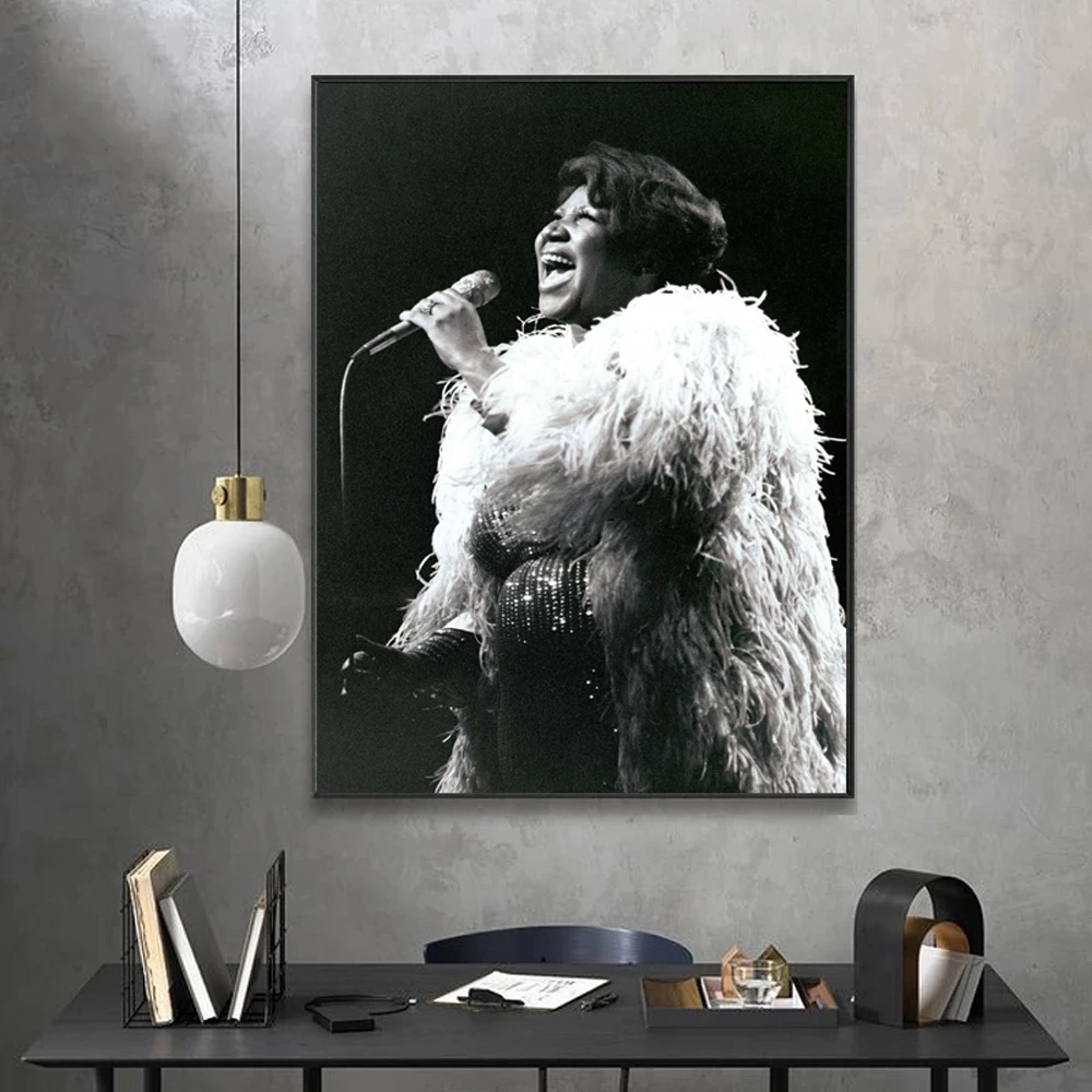 Black White Aretha Franklin Jazz Music Singer Star Posters Prints Canvas Painting Wall Art Picture Art Living Home Room Decor