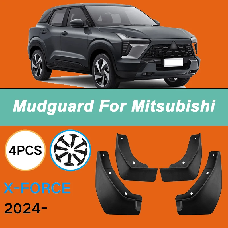 

For Mitsubishi X-Force 2024 Automotive Tire Mudguard Waterproof Prevent Mud Splashing Car Mud Flaps Fender Trim 4pcs Accessories