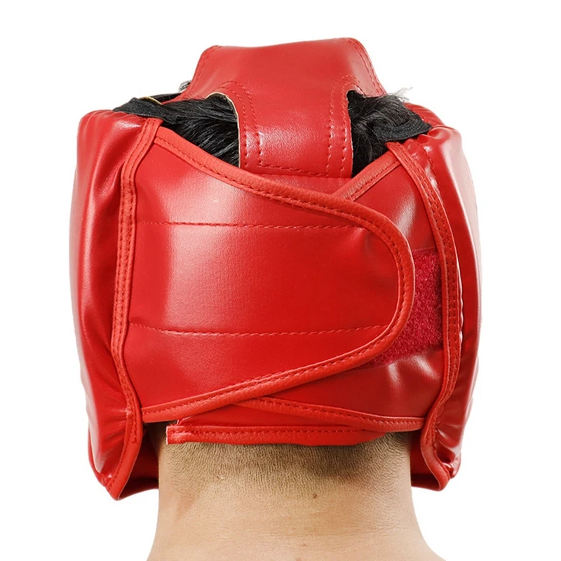 Boxing Helmet Efficient Energy Absorption Comprehensive Protection Two Way Adjustable Elastic Tape 1 Pcs Leather Fabric