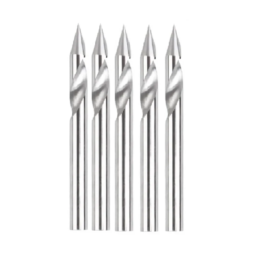 

5 шт. фрезы с ЧПУ с V-образным пазом и хвостовиком 1/8 для резьбы и резки различных материалов, включая дерево и пластик