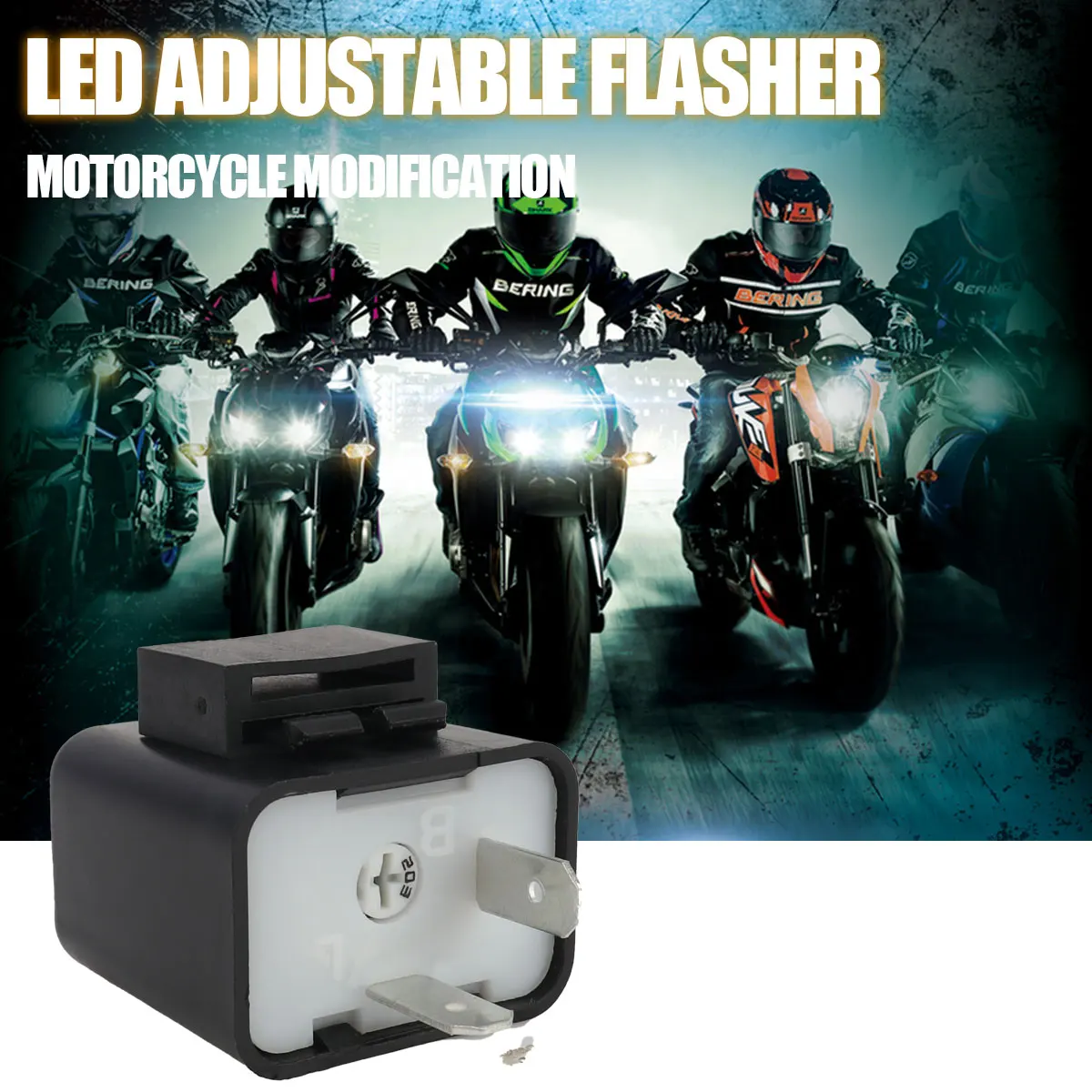 Motorcycle LED Flasher Relay 12V Speed Adjustable 2 Pin LED Electronic Flasher Relay for Motorcycle Turn Signal Direct Replaceme