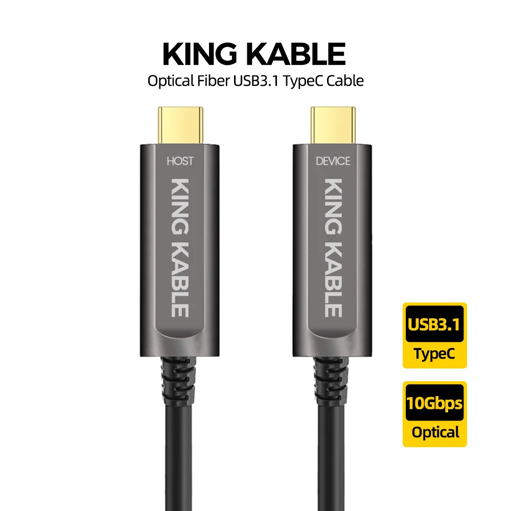 KING KABLE Optical Fiber USB3.2 USB3.1 TypeC Cable 10Gbps For Kinect Realsense ZED Camera Sony A7 Canon R5R6 Nikon Camera 10 15m