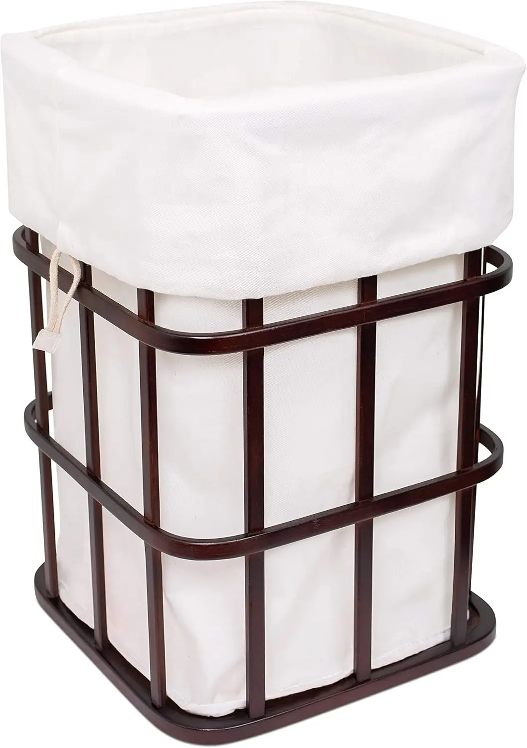 

Modern Square Laundry Hamper and Removable Laundry Bag - Dark Brown Bamboo - Easily Transport Laundry - Baby Dirty Clothes Bin S