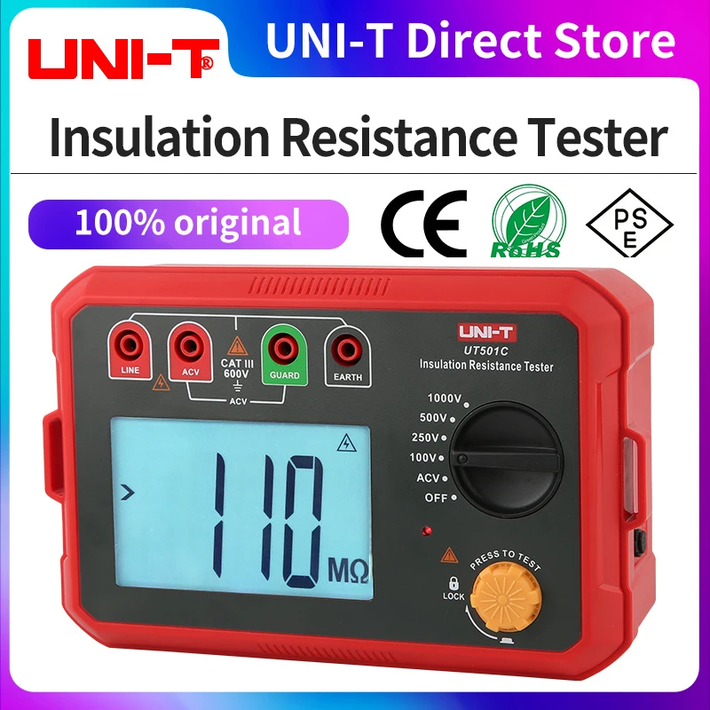 UNI-T UT501 UT502 Tester rezystancji izolacji Cyfrowy omomierz Megaomomierz Profesjonalny tester pomiaru omów Woltomierz