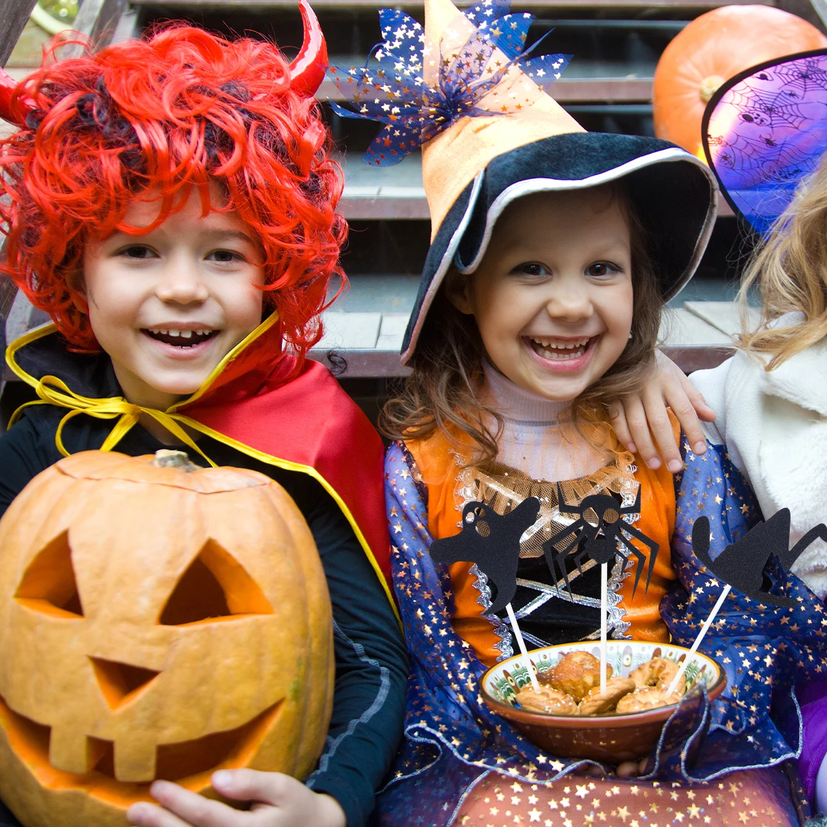 

20pcs Halloween Insert Toppers Bat Hat Picks For Cupcakes Food Fruits Party Decoration Cake Halloween Cupcake