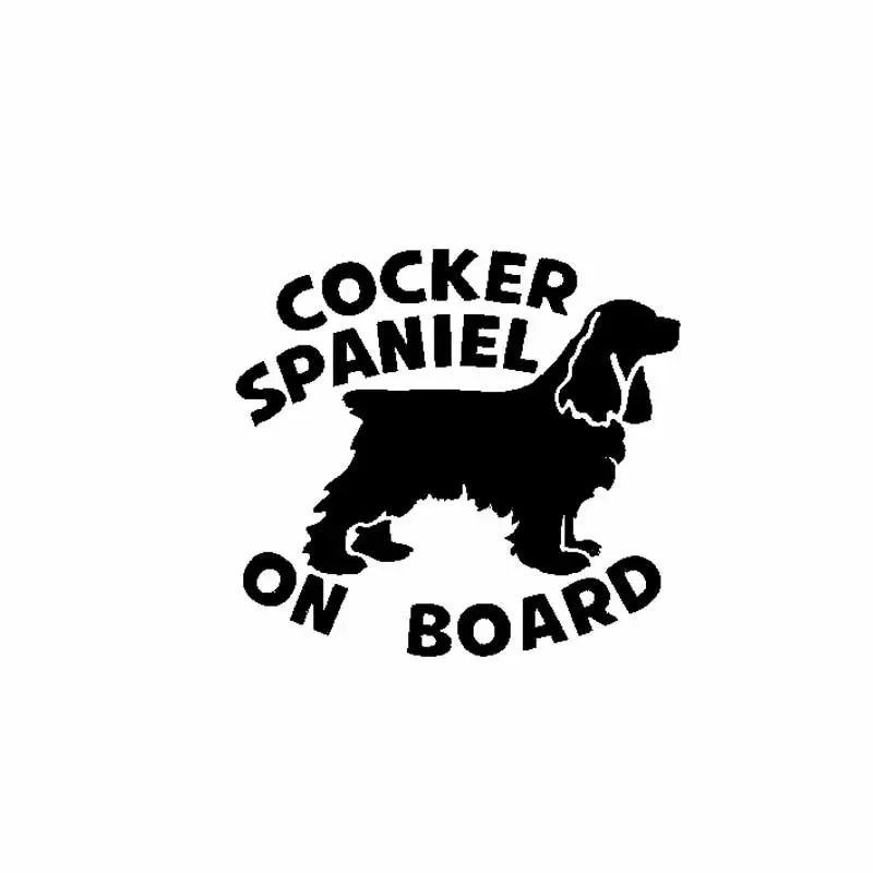 COCKER SPANIEL-calcomanías de vinilo para coche, calcomanías de perro a bordo, color negro y plateado, 15CM x 13,8 CM