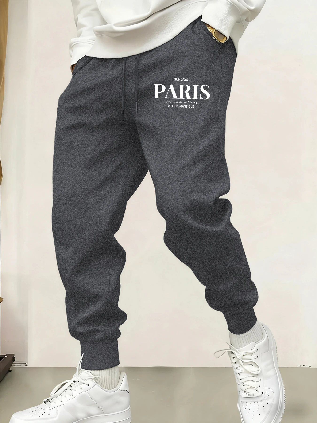 

Sundays Paris Ville Romantiqe Print Man'S Pocket Casual Long Pants Sports Drawstring Sweatpant Joggers 10 Colors Trousers Unisex