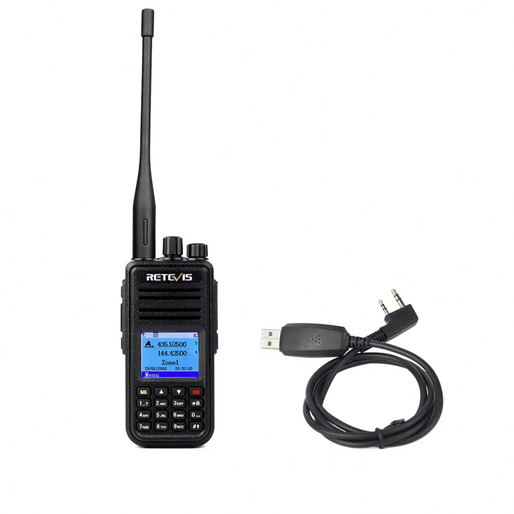 Двухдиапазонная цифровая рация DMR, GPS-запись Retevis RT3S, 2-часовой слот, любительская радиостанция, UHF/VHF с кабелем для программирования