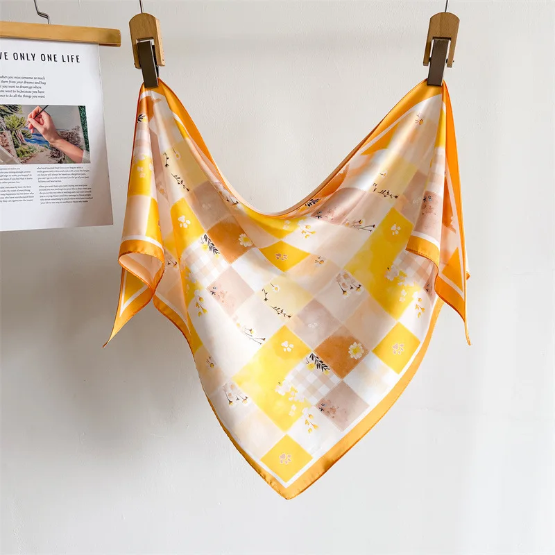 

Wrap Around Triangular Scarf Women Silk Feeling Satin Head Scarf Ladies Neck Kerchief Hair Bandana Shawl Wrap Hijab Foulard Lady