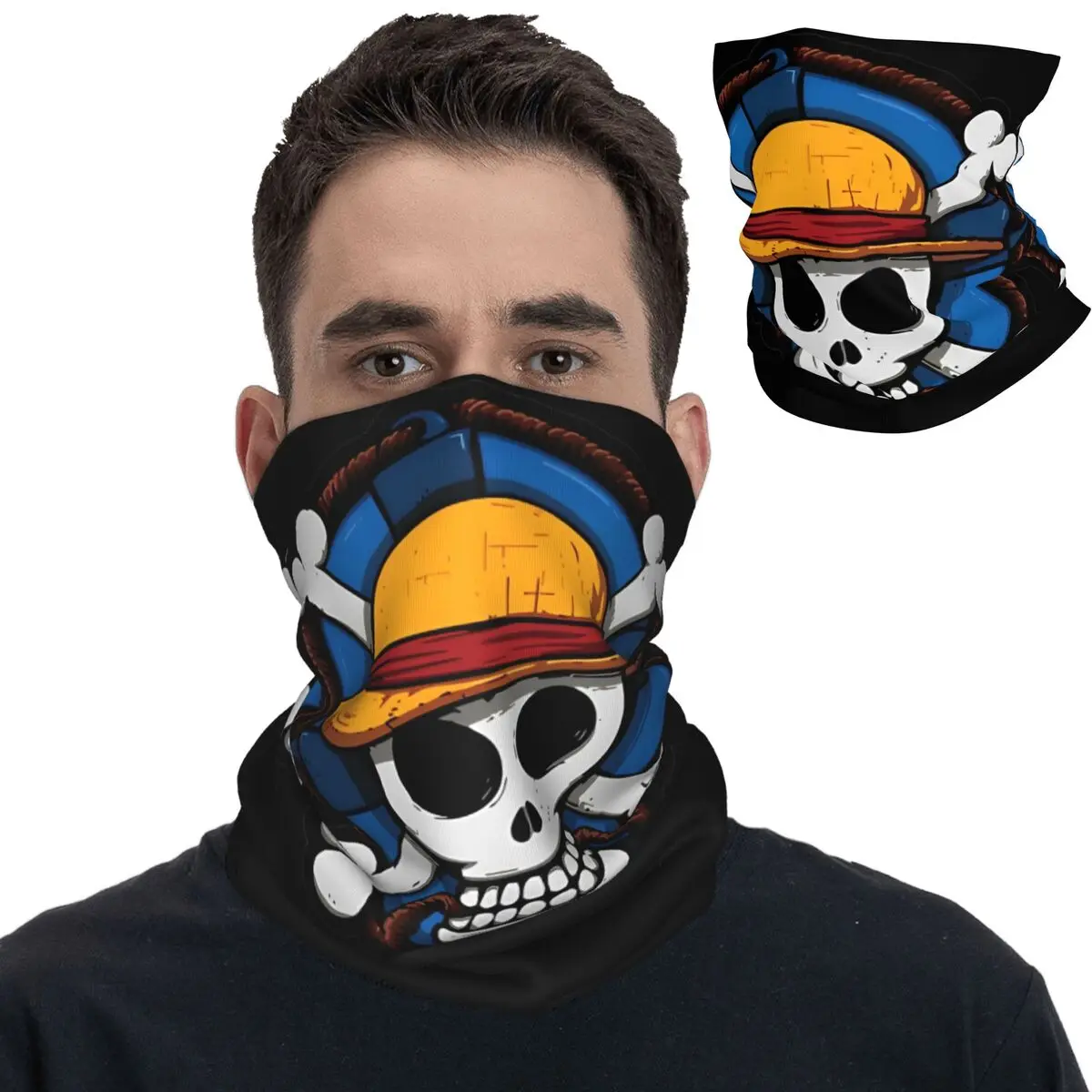 One-Piece Skull Bandana Neck Cover Printed Wrap Scarf Warm Cycling Scarf Outdoor Sports for Men Women Adult All Season