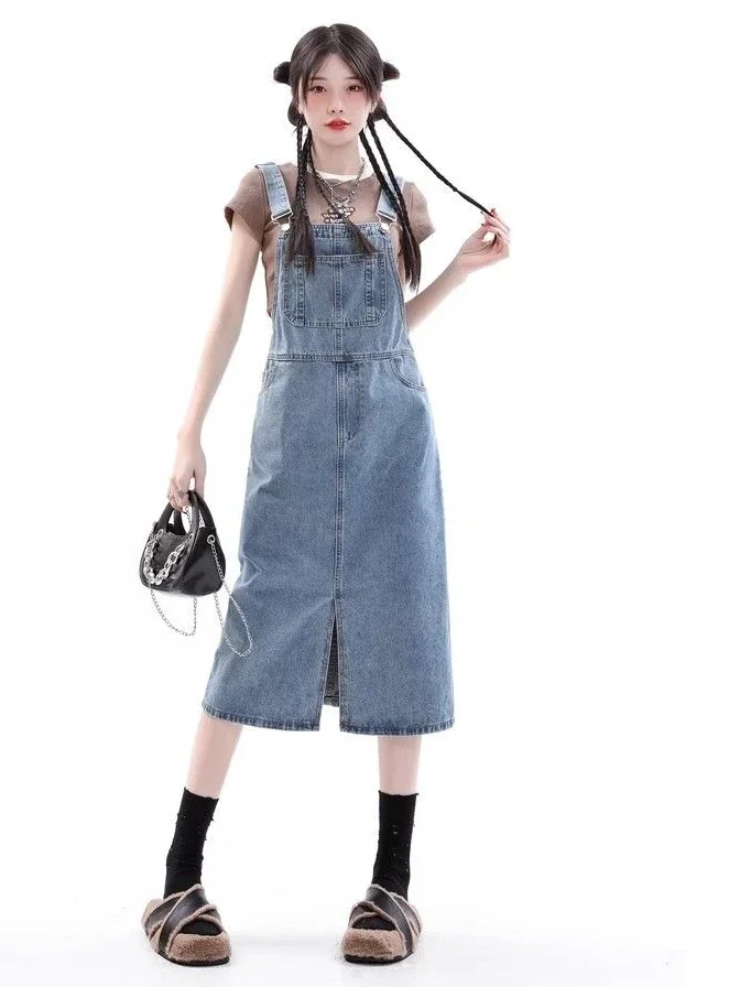 Sommer Neue Damen Cowboy Kleid Lose Pendler Träger Kleid