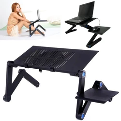 Support de bureau ergonomique en aluminium réglable pour ordinateur portable, table pour ordinateur portable, support de bureau avec tapis de souris, adapté pour TV, lit, canapé, PC