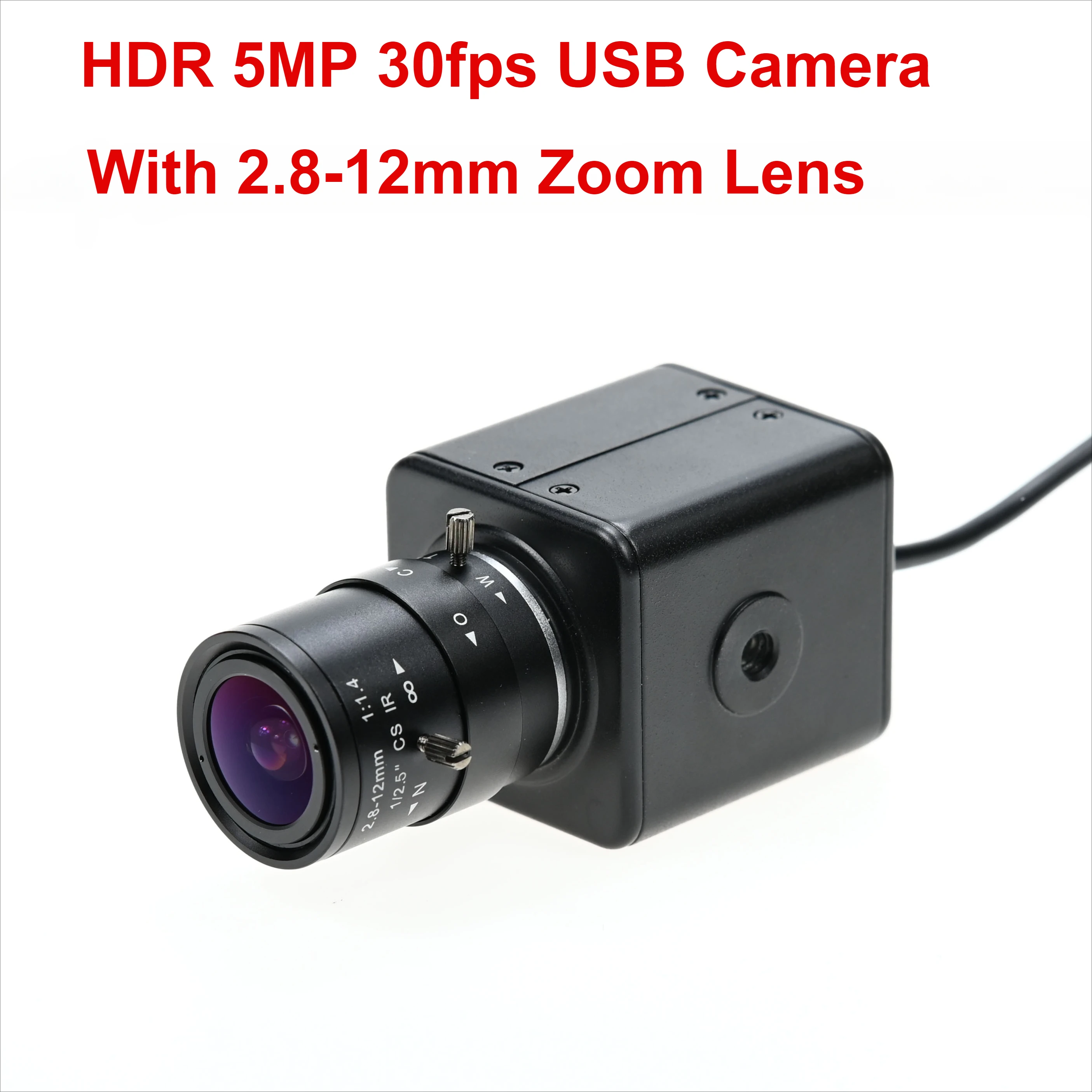 WDR 5MP 30fps USB Webcam,Housing Camera With 2.8-12mm Varifocal CS Lens,Wide Dynamic,Drive Free,2592x1944