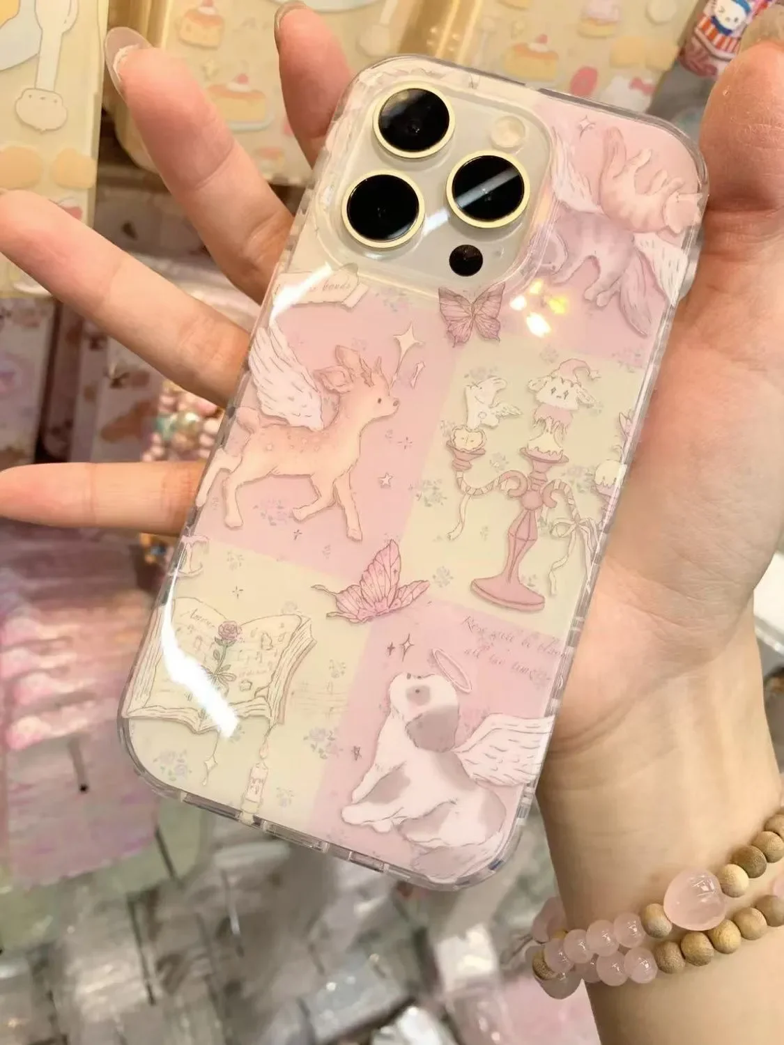 

Чехол для телефона Dreamy Pink Butterfly Angel Puppy Deer Point для iPhone 17, 16, 15, 14, 13, 12, 11 Pro Max Plus Y2K с защитой от царапин