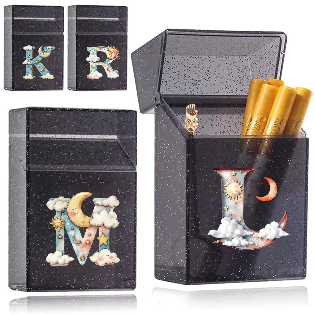 

Plastics Crystal Cigarette Storage Case Portable Durable Cigar Organizer Box Iridescent Cloud Initial Name 26 Letters Pattern