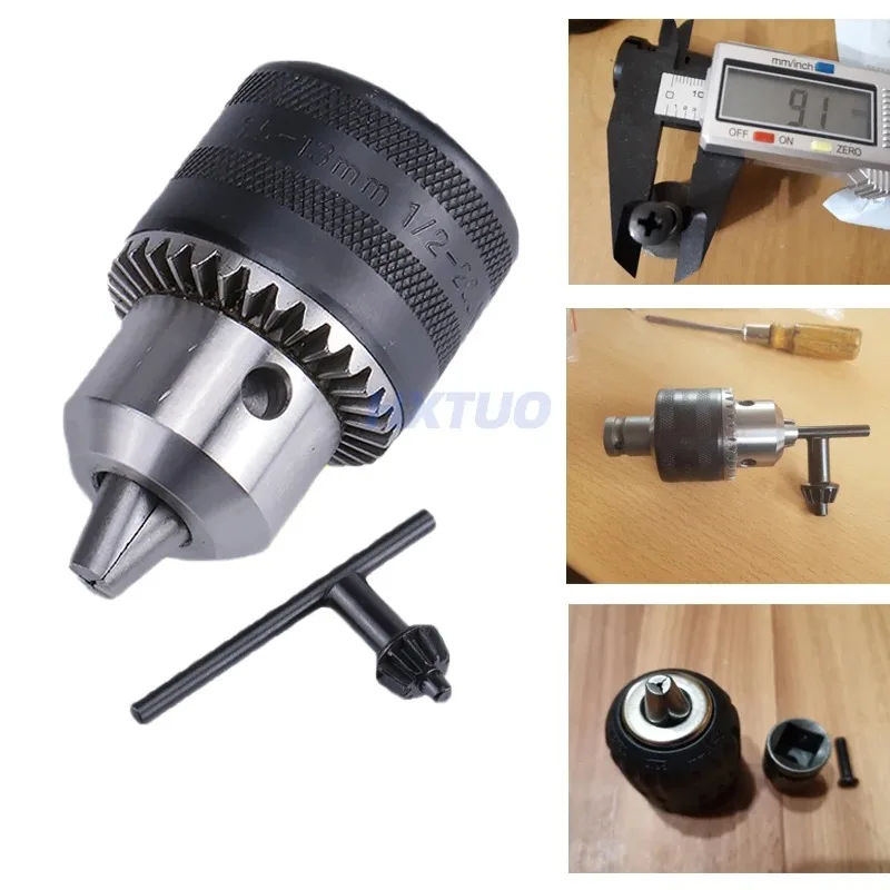 

Адаптер сверлильного патрона и сверлильного патрона Преобразуйте ударный гайковерт в электрическую дрель - 3-кулачковый патрон с резьбой 1/2"-20UNF и 3/8"-24UNF