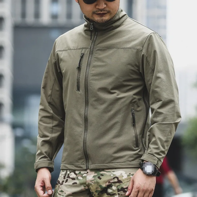 Lightweight Softshell Military Tactical Jacket Men Spring Autumn Outdoor Waterproof Hiking Work Jacket Army Field Combat Jacket