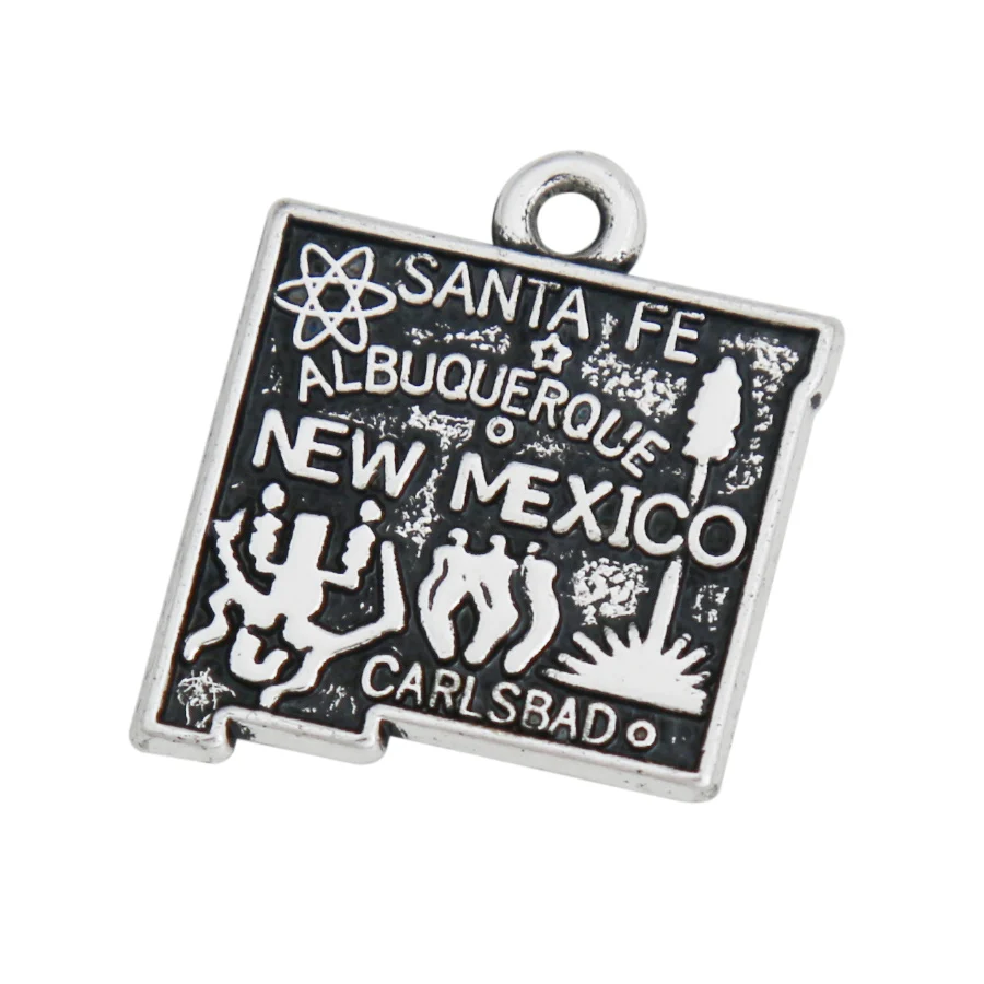 Alloy American State New Mexico Carlsbad Charms DIY Vintage Map Charms 16*19mm 50pcs AAC586