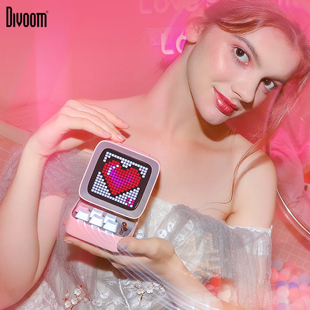 Divoom Ditoo-Pro Speaker Mini Retro Pixel Art Bluetooth Portable Alarm Clock DIY LED Display Board Cute Gift Vintage 블루 투 스 화자