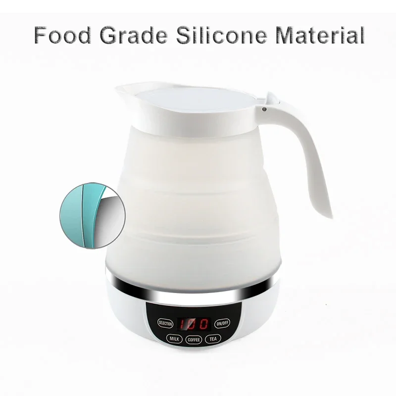 110V/220V Travel Camping Portable Foldable Silicone Electric Kettle Boiling Hot Water Thermal Insulation Heating Boiler Tea Pot