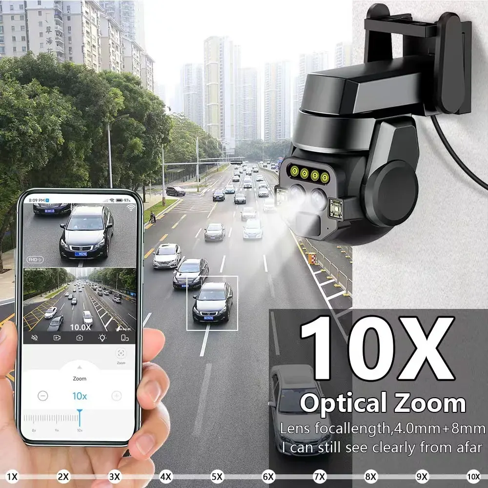 Carecam Pro 8MP 4K Dual Lens PTZ WiFi Camera Dual Screen 10X Optical Zoom AI Human Detect Auto Tracking Two Way Audio IP66 Waterproof Outdoor Security Surveillance Camera  Clearance Sale