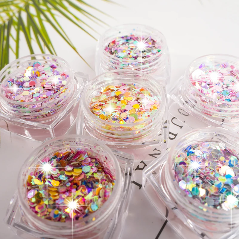 Nail Sequins Magic Powder Fantasy Glitter Paillettes Candy Color Sequin Love Star Mixed Sequins For Crafts Wedding Decoration