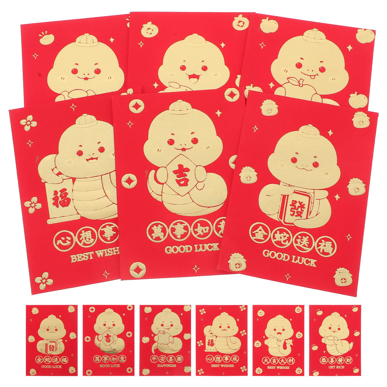48Pcs Snake Zodiac Red Envelopes Chinese New Year Wedding Cash Stuffing Money Pockets Lunar New Year Decorative Cash Envelopes