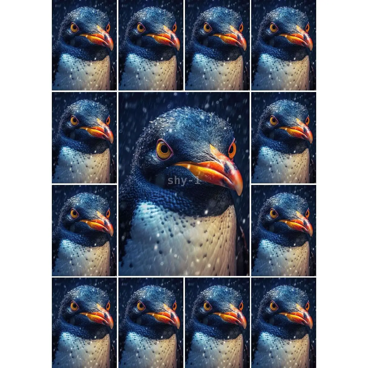 Penguin Closeup Face Poster  Animal Collection Nature  Travel Prints Wall Decor for Home and Office